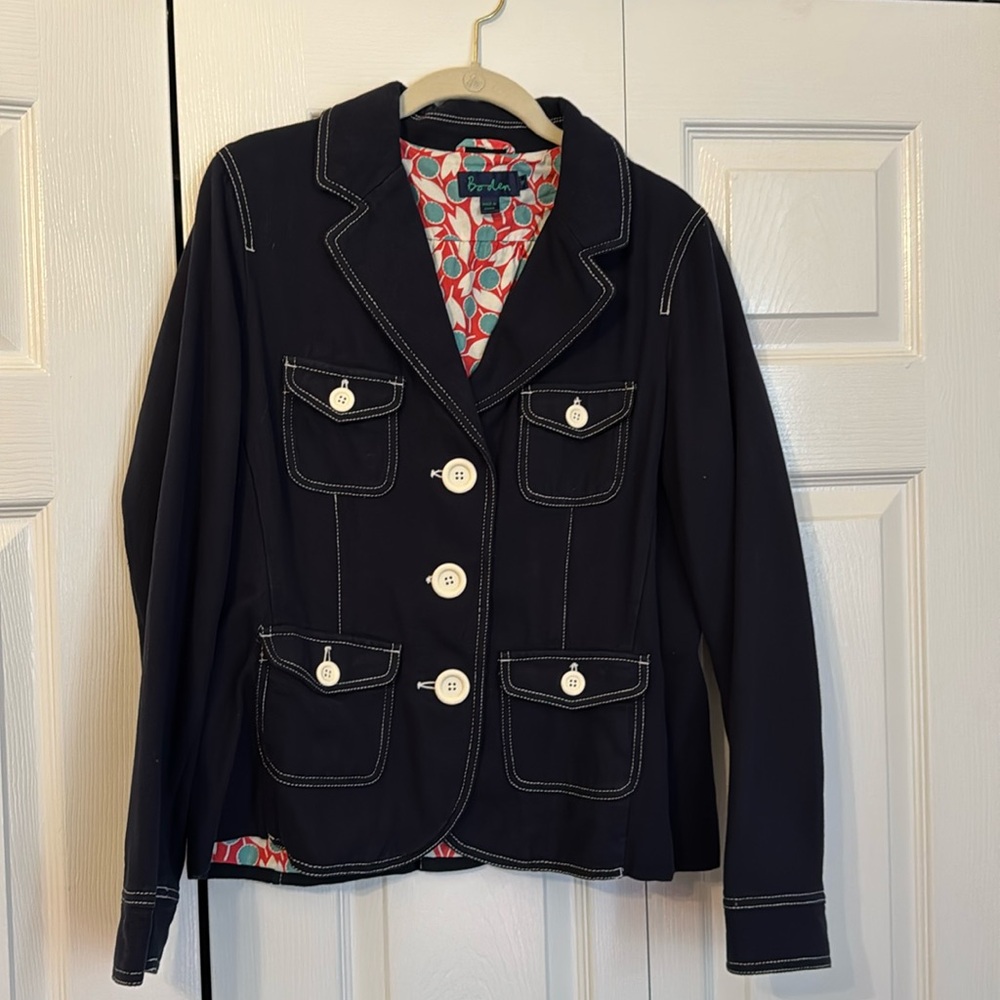 Boden jacket with button details and cute floral lining